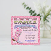 ラインストーン女性のカーボーイバースデーパーティ招待状 招待状 (スタンド正面)