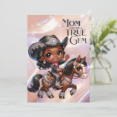 ラインストーン女性のカーボーイマザーズデイパーソナライズされた カード (スタンド正面)