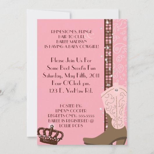 ラインストーン、フリンジは及び2人の女性のカーボーイの招待状を飾ります 招待状 (正面)