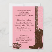 ラインストーン、フリンジ及びピンクの女性のカーボーイの招待状 招待状 (正面)