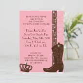 ラインストーン、フリンジ及びピンクの女性のカーボーイの招待状 招待状 (スタンド正面)