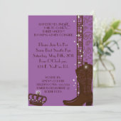 ラインストーン、フリンジ及び紫色の女性のカーボーイの招待状 招待状 (スタンド正面)