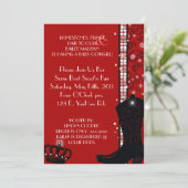 ラインストーン、フリンジ及び赤い女性のカーボーイの招待状 招待状 (スタンド正面)