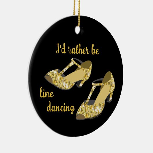 ラインダンサーのためのむしろ踊り金ゴールド靴のためのギフト セラミックオーナメント (右)