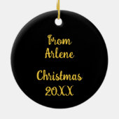 ラインダンサーのためのむしろ踊り金ゴールド靴のためのギフト セラミックオーナメント (裏面)