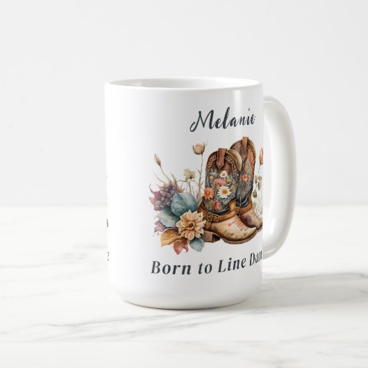 ラインダンスカントリー西ブーツ花マグカップ コーヒーマグカップ (正面右)