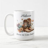 ラインダンスカントリー西ブーツ花マグカップ コーヒーマグカップ (左)