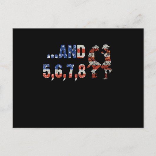 ラインダンスカントリー音楽USフラッグカウボーイ女性のカーボーイギ ポストカード (正面)