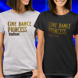 ラインダンスプリンセス金ゴールド名 Tシャツ