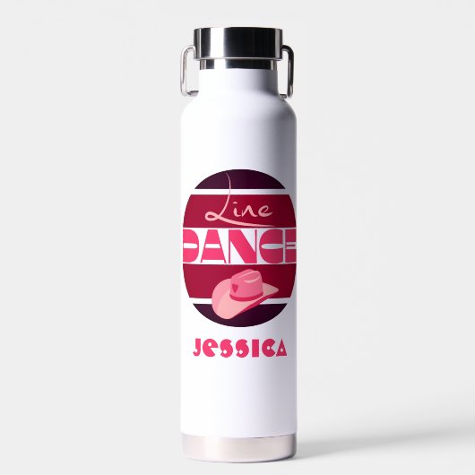 ラインダンスラブカウボーヤットピンク ウォーターボトル (正面)