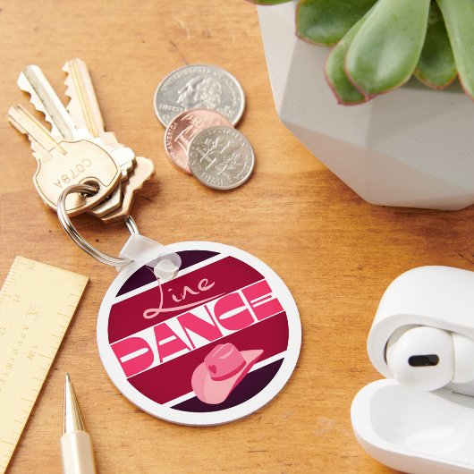 ラインダンスラブカウボーヤットピンク キーホルダー