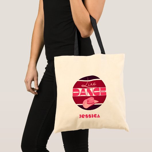 ラインダンスラブカウボーヤットピンク トートバッグ