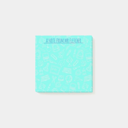 ラインパーソナライズされたスケッチスクール用品パターン ポストイット (正面)