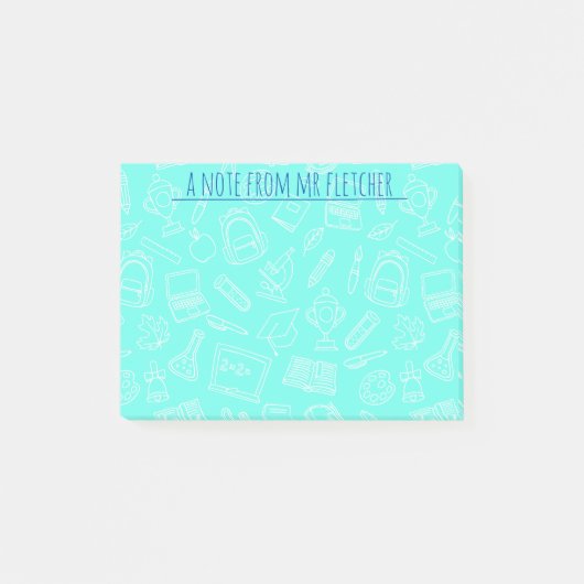 ラインパーソナライズされたスケッチスクール用品パターン ポストイット (正面)