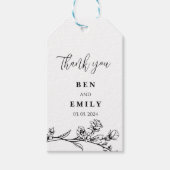 ラインパーソナライズされたスケッチ花ミニマル ギフトタグ (正面)