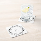 ラインパーソナライズされたスケッチ花ミニマル スクエアペーパーコースター (インサイチュ)