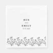 ラインパーソナライズされたスケッチ花ミニマル スタンダードランチョンナプキン (正面)