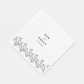 ラインパーソナライズされたスケッチ花ミニマル スタンダードランチョンナプキン (角)