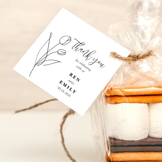 ラインパーソナライズされたスケッチ花ミニマル フェイバータグ