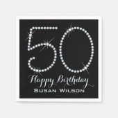 ラインフェイクストーン50誕生日 スタンダードカクテルナプキン (正面)