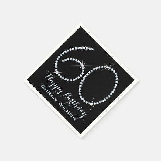 ラインフェイクストーン60誕生日 スタンダードカクテルナプキン (角)