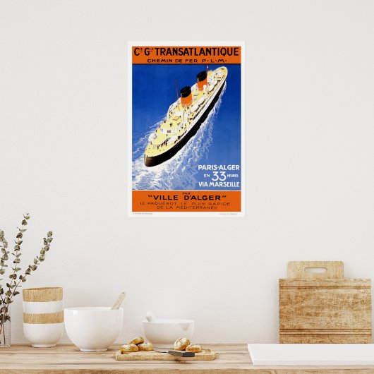 ラインフランスのヴィンテージ客船旅行ポスター ポスター (キッチン)
