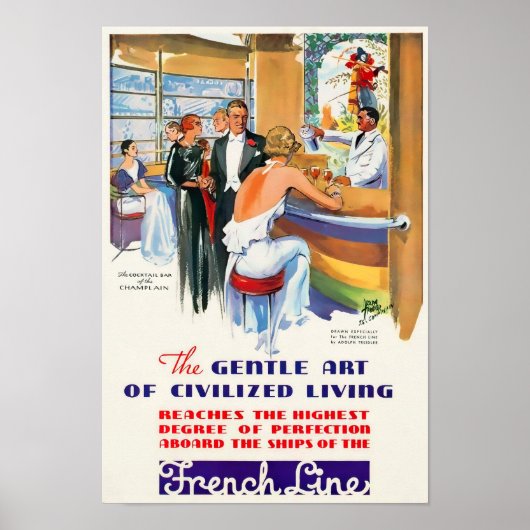 ラインフランスのヴィンテージ旅行ポスター ポスター (正面)