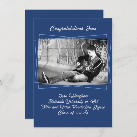 ラインフレームソンの写真卒業発表 招待状 (正面/裏面)