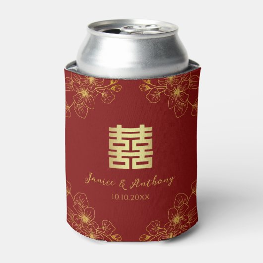 ラインフローラさくらんぼブロッサム中国のレッド結婚 缶クーラー (缶正面)