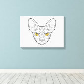ラインヘッドエジプト猫 – 背景色を選択 キャンバスプリント (インサイチュ (ウッドフロア))