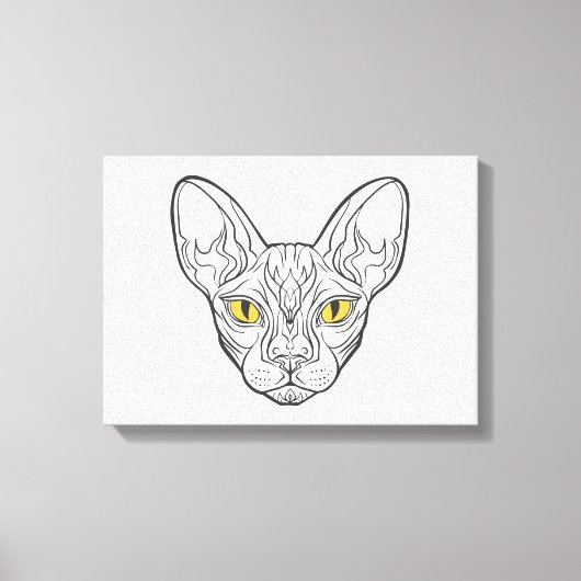 ラインヘッドエジプト猫 – 背景色を選択 キャンバスプリント (正面)