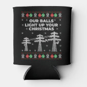 ラインマンクリスマス我々のボールが光る 缶クーラー (正面)