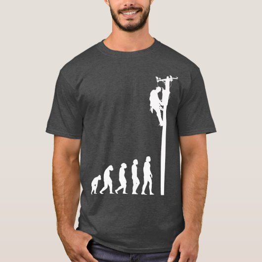 ラインマン進化おもしろい電気ケーブルマンの贈り物 Tシャツ (正面)