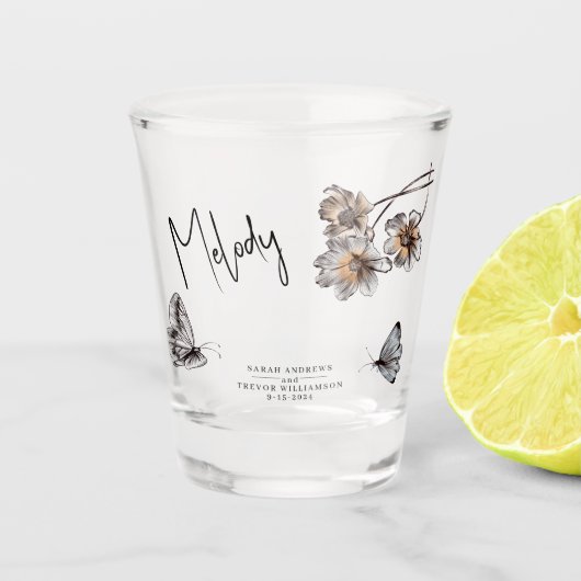 ラインミニマルアートテラコッタポピー ショットグラス (正面)