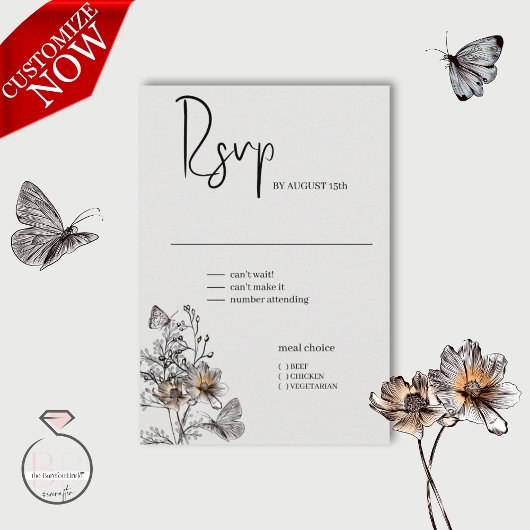 ラインミニマルアートテラコッタポピー 出欠カード