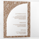 ラインミニマルアートリーフアーチベージュ結婚ズ 三つ折り招待状 (内部最初)