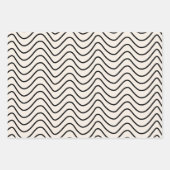 ラインミニマルシェブロン模様クリーム白と黒 ラッピングペーパーシート (正面)