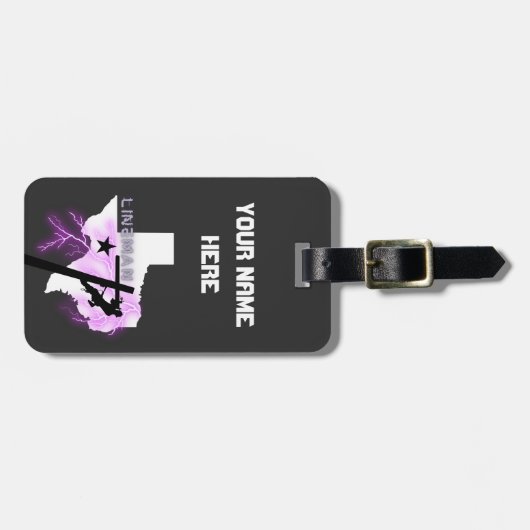 ラインメンオーバーテキサス州グラフィック ラゲッジタグ (正面横)