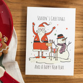 ラインモダンアートミニマル雪だるまサンタトナカイ シーズンカード