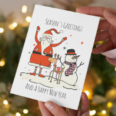 ラインモダンアートミニマル雪だるまサンタトナカイ シーズンカード