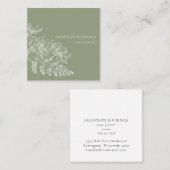 ラインモダンスケッチセージ緑 スクエア名刺 (正面/裏面)