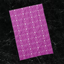 ラインモダンスケッチドッグピンクホワイトキッチンタオル キッチンタオル