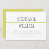 ラインモダン結婚式招待状カードのライム 招待状 (正面/裏面)