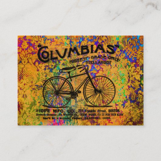 ラインヴィンテージの自転車の間で読まれる絞り染め 名刺 (正面)