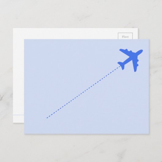 ライン付きの青い旅行点々のある機 ポストカード (正面/裏面)