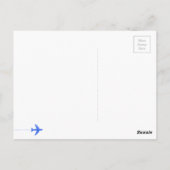 ライン付きの青い旅行点々のある機 ポストカード (裏面)