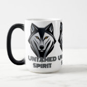 ライン付きダークミニマリストのウルフデザインお洒落 モーフィングマグカップ (左)