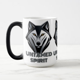 ライン付きダークミニマリストのウルフデザインお洒落 モーフィングマグカップ