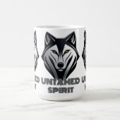 ライン付きダークミニマリストのウルフデザインお洒落 モーフィングマグカップ (中央)