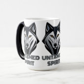 ライン付きダークミニマリストのウルフデザインお洒落 モーフィングマグカップ (正面左)